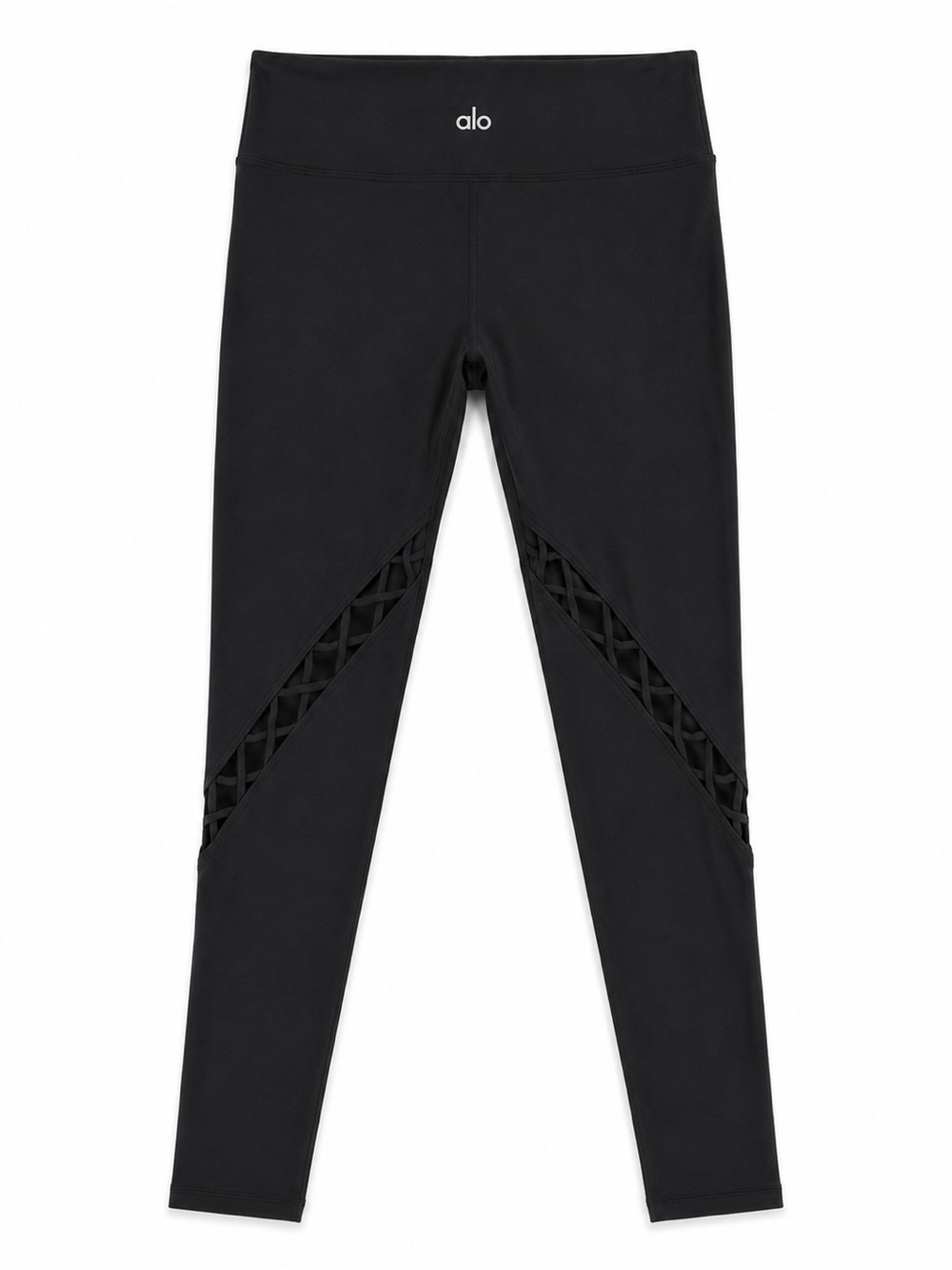 Alo Yoga Black High Waist Lattice Cutout Leggings Size 6
